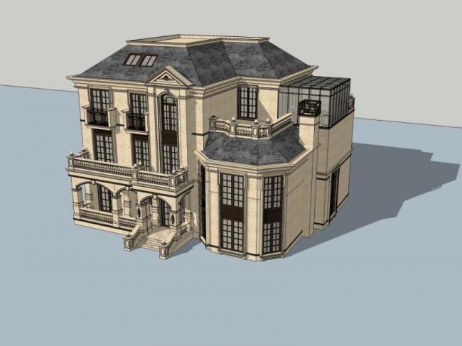 Sketchup别墅模型|独栋别墅,法式风格 Sketchup别墅模型|独栋别墅,法式风格