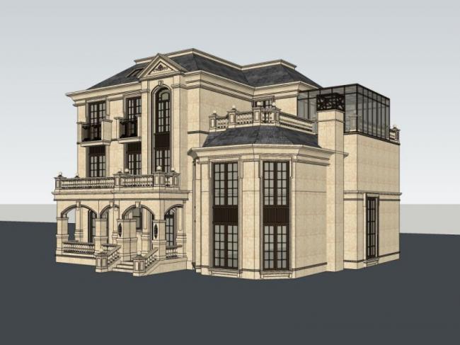 Sketchup别墅模型|独栋别墅,法式风格 Sketchup别墅模型|独栋别墅,法式风格
