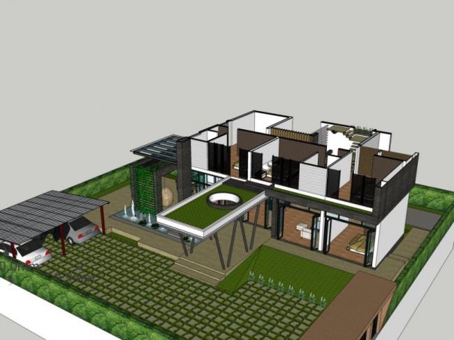 Sketchup别墅模型|独栋别墅,现代风格 Sketchup别墅模型|独栋别墅,现代风格