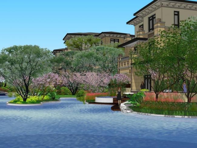 Sketchup别墅模型|联排别墅,现代风格 Sketchup别墅模型|联排别墅,现代风格