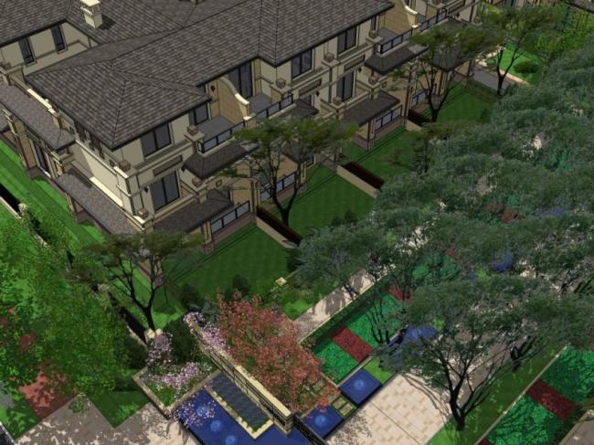 Sketchup别墅模型|联排别墅,现代风格 Sketchup别墅模型|联排别墅,现代风格