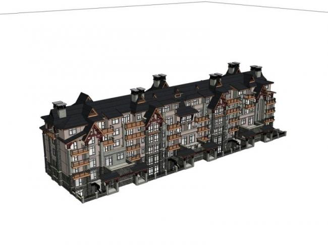 Sketchup别墅模型|联排别墅,古典风格 Sketchup别墅模型|联排别墅,古典风格