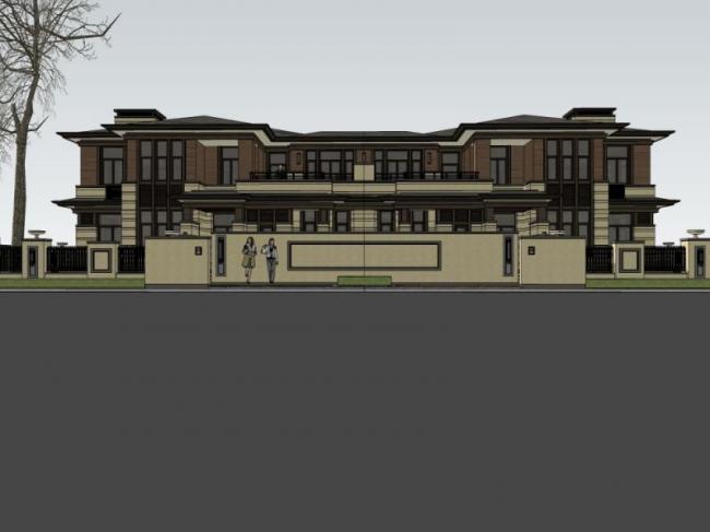 Sketchup别墅模型|双拼别墅,古典风格 Sketchup别墅模型|双拼别墅,古典风格