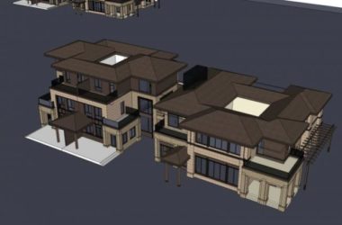 Sketchup别墅模型|双拼别墅，现代风格-BIM建筑网