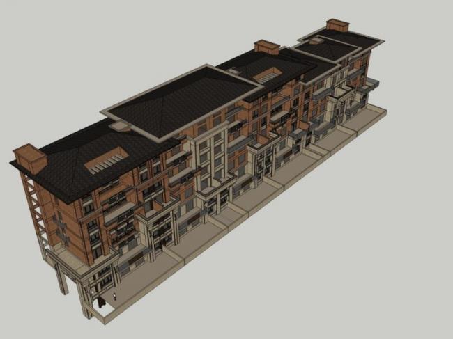Sketchup别墅模型|联排别墅,欧式风格 Sketchup别墅模型|联排别墅,欧式风格