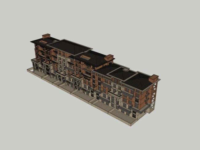 Sketchup别墅模型|联排别墅,欧式风格 Sketchup别墅模型|联排别墅,欧式风格