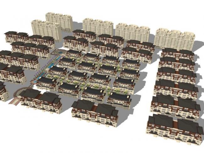 Sketchup别墅模型|别墅群,古典风格 Sketchup别墅模型|别墅群,古典风格