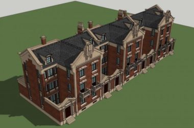 Sketchup别墅模型|联排别墅，欧式古典风格-BIM建筑网