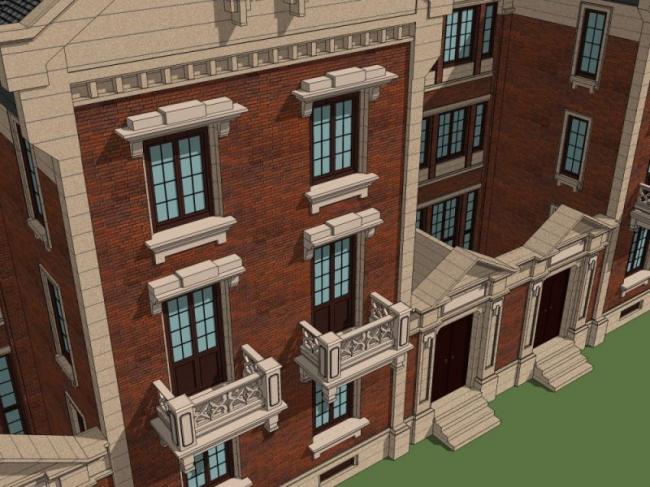 Sketchup别墅模型|联排别墅,欧式古典风格 Sketchup别墅模型|联排别墅,欧式古典风格