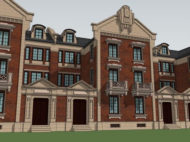 Sketchup别墅模型|联排别墅,欧式古典风格 Sketchup别墅模型|联排别墅,欧式古典风格