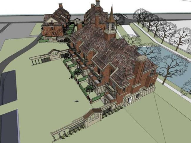 Sketchup别墅模型|联排别墅,英式古典风格 Sketchup别墅模型|联排别墅,英式古典风格