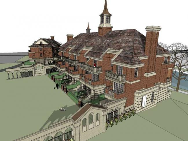 Sketchup别墅模型|联排别墅,英式古典风格 Sketchup别墅模型|联排别墅,英式古典风格