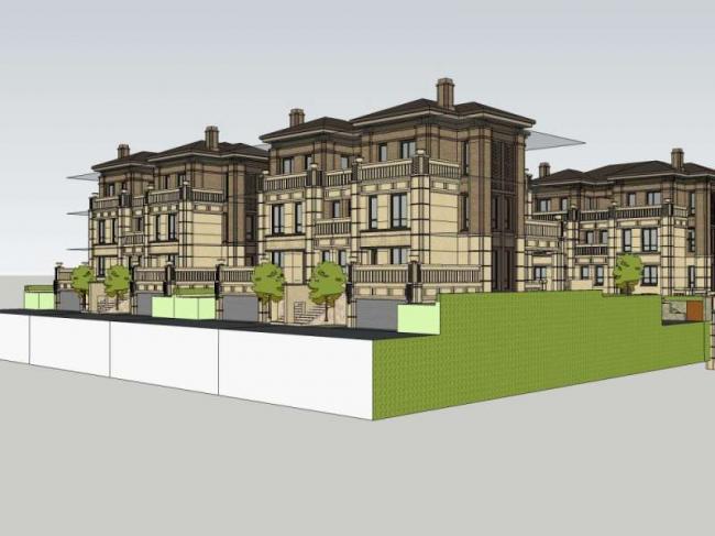 Sketchup别墅模型|双拼别墅,古典风格 Sketchup别墅模型|双拼别墅,古典风格