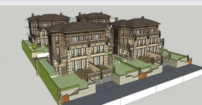 Sketchup别墅模型|双拼别墅,古典风格 Sketchup别墅模型|双拼别墅,古典风格