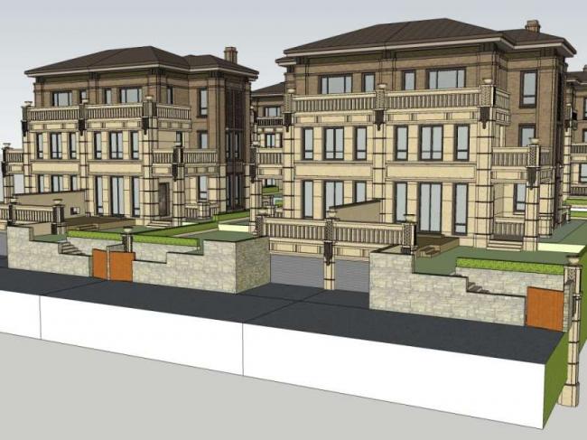 Sketchup别墅模型|双拼别墅,古典风格 Sketchup别墅模型|双拼别墅,古典风格