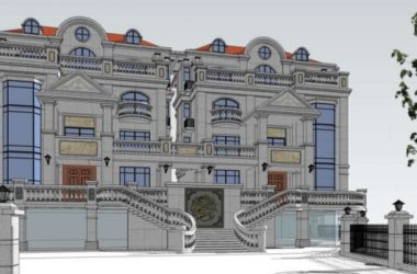 Sketchup别墅模型|双拼别墅，古典风格-BIM建筑网
