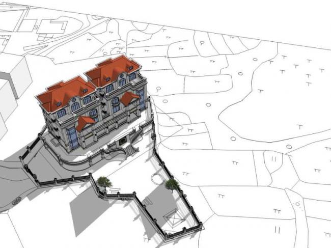 Sketchup别墅模型|双拼别墅,古典风格 Sketchup别墅模型|双拼别墅,古典风格