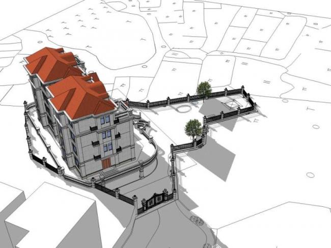 Sketchup别墅模型|双拼别墅,古典风格 Sketchup别墅模型|双拼别墅,古典风格