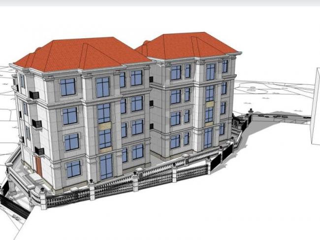 Sketchup别墅模型|双拼别墅,古典风格 Sketchup别墅模型|双拼别墅,古典风格