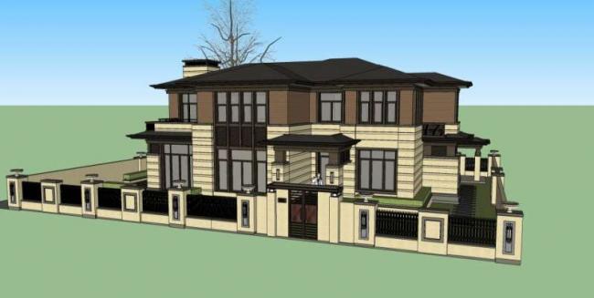 Sketchup别墅模型|独栋别墅,古典风格 Sketchup别墅模型|独栋别墅,古典风格