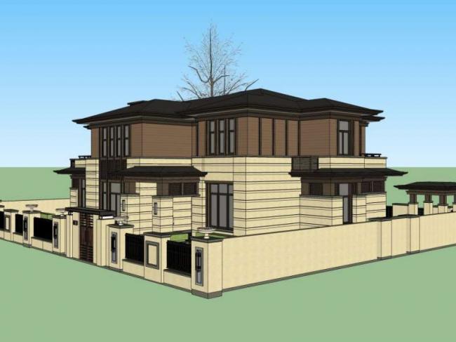 Sketchup别墅模型|独栋别墅,古典风格 Sketchup别墅模型|独栋别墅,古典风格