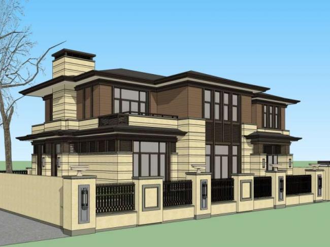 Sketchup别墅模型|独栋别墅,古典风格 Sketchup别墅模型|独栋别墅,古典风格