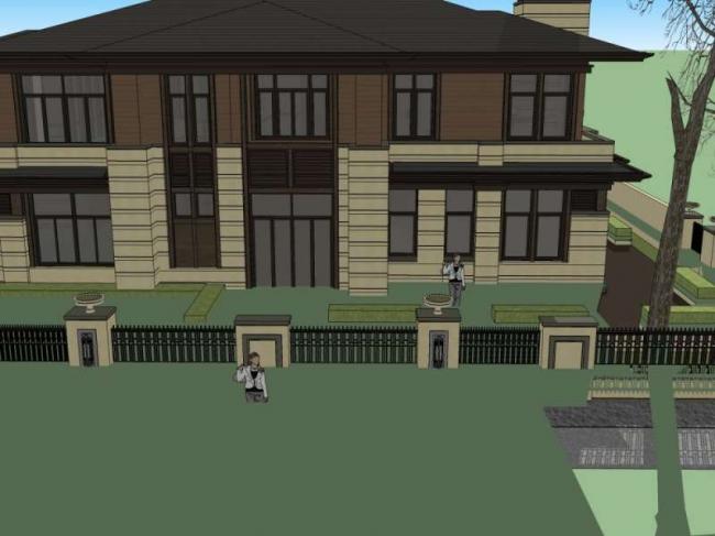 Sketchup别墅模型|独栋别墅,古典风格 Sketchup别墅模型|独栋别墅,古典风格