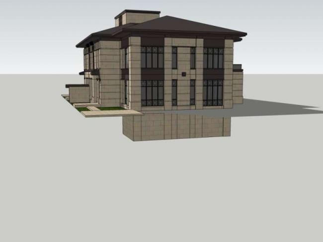 Sketchup别墅模型|双拼别墅,现代中式风格 Sketchup别墅模型|双拼别墅,现代中式风格