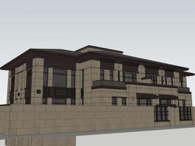 Sketchup别墅模型|双拼别墅,现代中式风格 Sketchup别墅模型|双拼别墅,现代中式风格