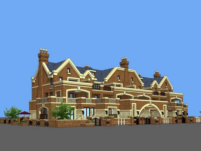 Sketchup别墅模型|联排别墅,欧式古典风格 Sketchup别墅模型|联排别墅,欧式古典风格