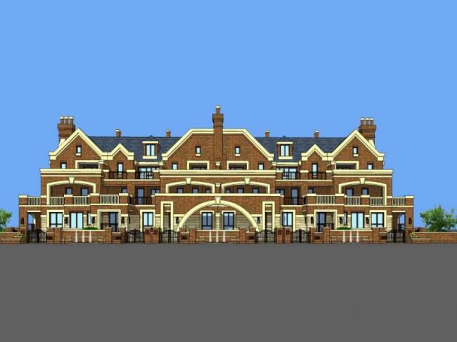 Sketchup别墅模型|联排别墅,欧式古典风格 Sketchup别墅模型|联排别墅,欧式古典风格