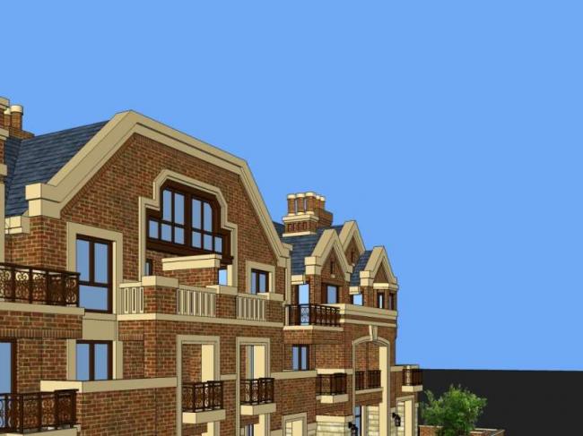 Sketchup别墅模型|联排别墅,欧式古典风格 Sketchup别墅模型|联排别墅,欧式古典风格
