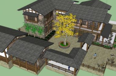 Sketchup别墅模型|独栋别墅,中式风格-BIM建筑网