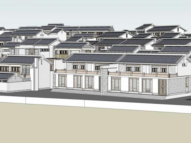 Sketchup别墅模型|别墅住宅群,中式风格 Sketchup别墅模型|别墅住宅群,中式风格