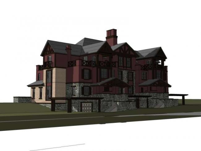 Sketchup别墅模型|双拼别墅,欧式古典风格 Sketchup别墅模型|双拼别墅,欧式古典风格