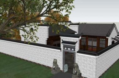 Sketchup别墅模型|住宅别墅院落,中式风格-BIM建筑网