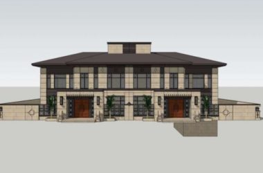 Sketchup别墅模型|双拼别墅,古典风格-BIM建筑网