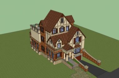 Sketchup别墅模型|叠拼别墅,古典风格-BIM建筑网