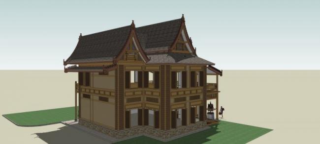 Sketchup别墅模型|独栋别墅,古典风格 Sketchup别墅模型|独栋别墅,古典风格