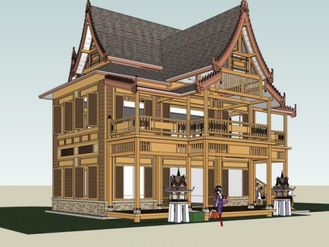 Sketchup别墅模型|独栋别墅,古典风格 Sketchup别墅模型|独栋别墅,古典风格