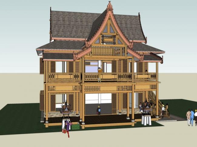 Sketchup别墅模型|独栋别墅,古典风格 Sketchup别墅模型|独栋别墅,古典风格