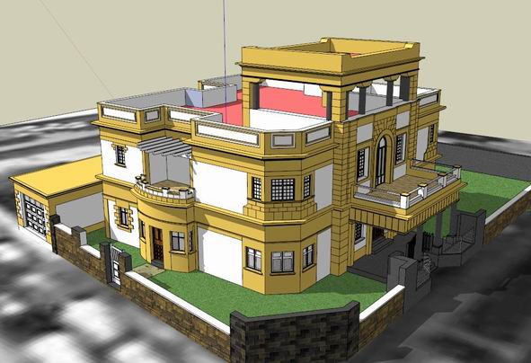 Sketchup别墅模型|独栋别墅,古典风格 Sketchup别墅模型|独栋别墅,古典风格