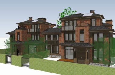 Sketchup别墅模型|四拼合院别墅群,古典风格-BIM建筑网