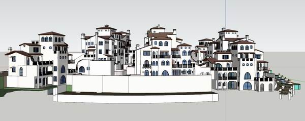Sketchup别墅模型|别墅群,西班牙古典风格 Sketchup别墅模型|别墅群,西班牙古典风格