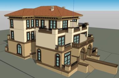 Sketchup别墅模型|双拼别墅,古典风格-BIM建筑网