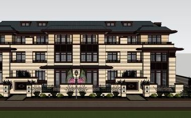 Sketchup别墅模型|联排别墅,古典风格-BIM建筑网