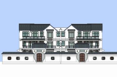 Sketchup别墅模型|双拼别墅,古典风格-BIM建筑网