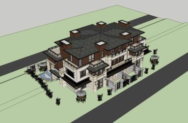 Sketchup别墅模型|联排别墅,古典风格-BIM建筑网