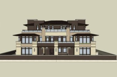 Sketchup别墅模型|联排别墅，古典风格-BIM建筑网