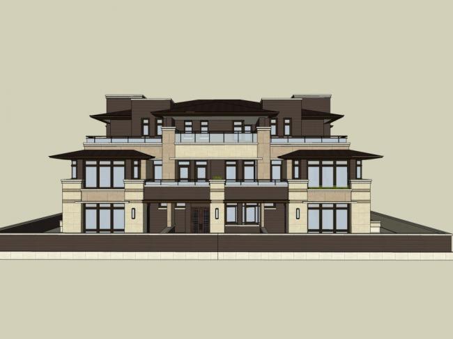 Sketchup别墅模型|联排别墅,古典风格 Sketchup别墅模型|联排别墅,古典风格